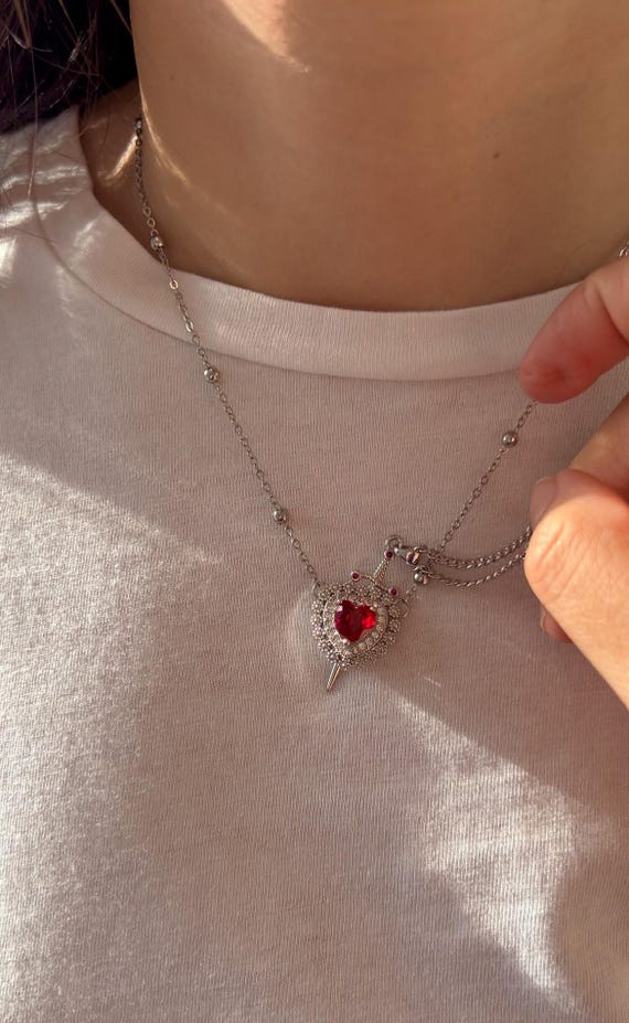 Couple Jewelry - Heart and  Sword Necklace-Huntsman Necklace-Sword Necklace