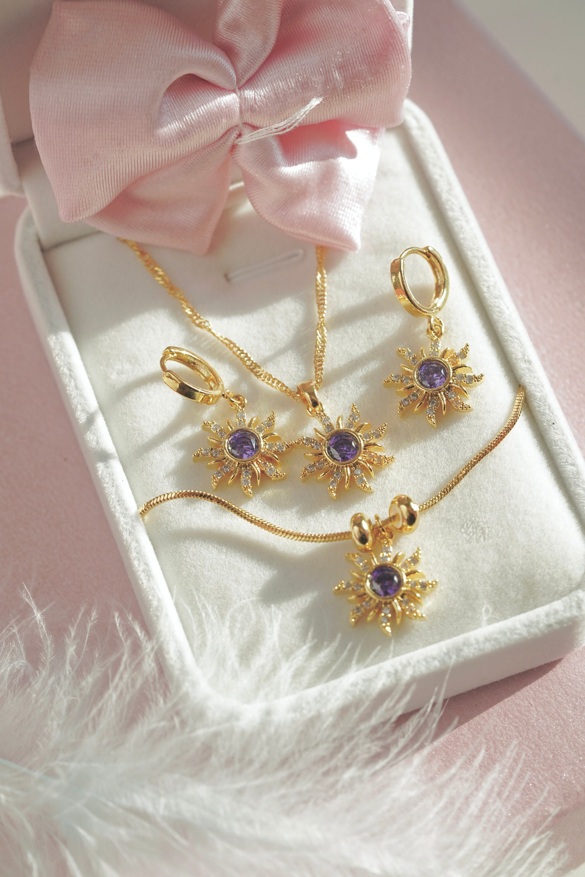 Paire de boucles d'oreille trois CZ Set carré - Rose Gold/clair EA-007