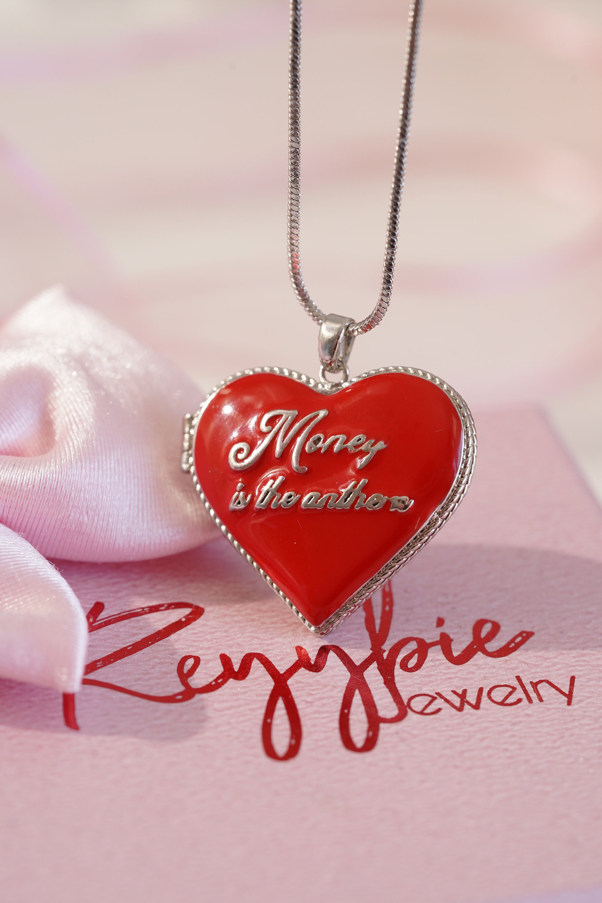 RED Heart Necklace - Heart Locket Necklace -Locket Necklace