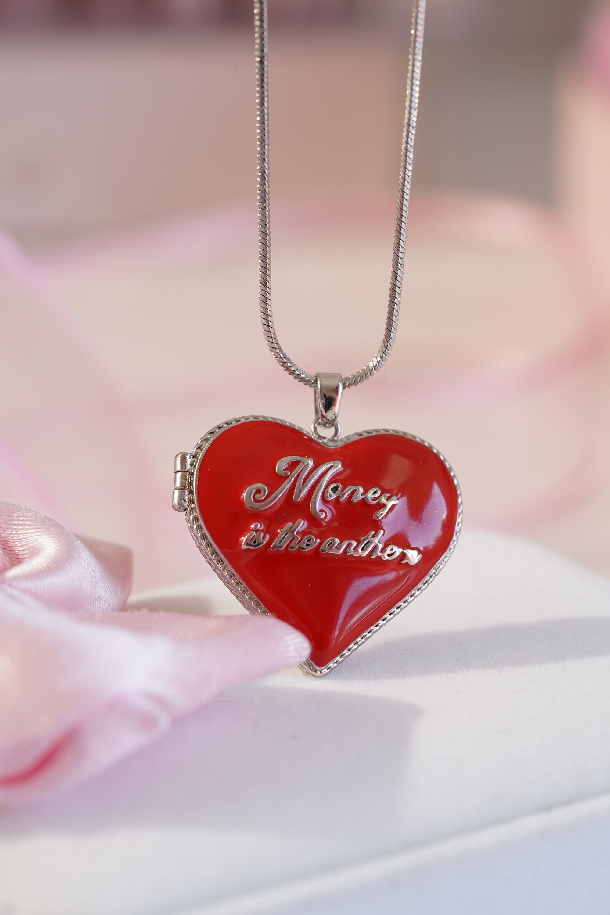 RED Heart Necklace - Heart Locket Necklace -Locket Necklace