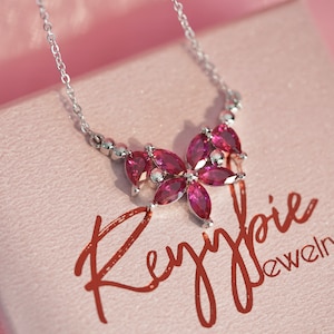 Draculaura Inspired Flower Necklace, Handmade Pink Gem Jewelry, Elegant Collection Inspired by Legendary Characters-Blossom Necklace