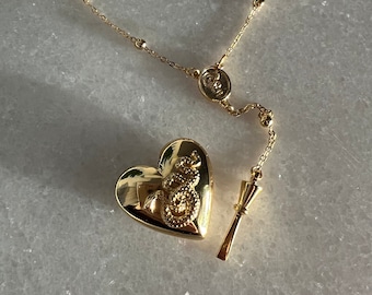 Rosenkranz Smaragd Herz Halskette -LDR Halskette