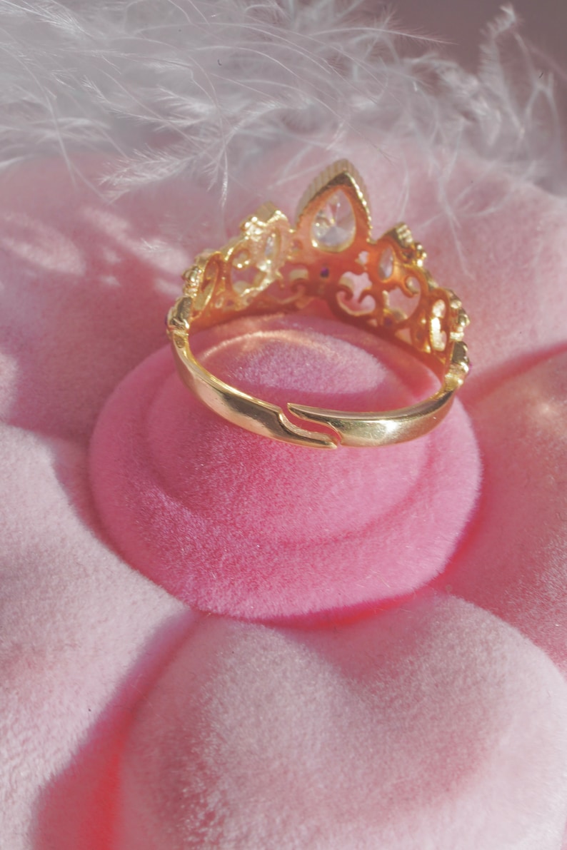 Anillo de corona de princesa, joyería de princesa, anillo de compromiso con corona de princesa, joyería geek imagen 10