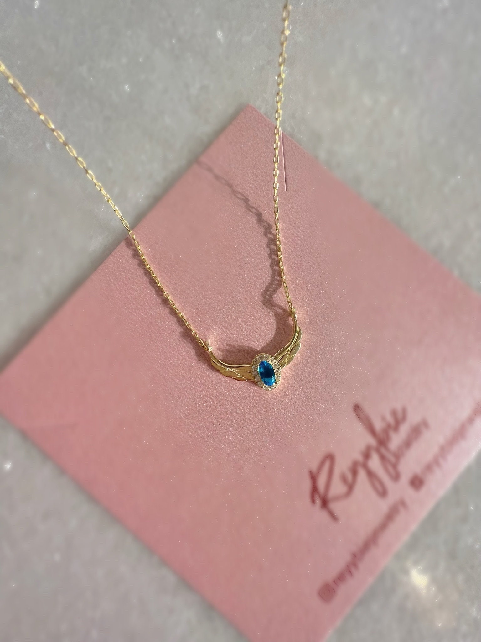 Enchanted Blue Stone Necklace- A Tale of Regal Elegance Inspired by Swan