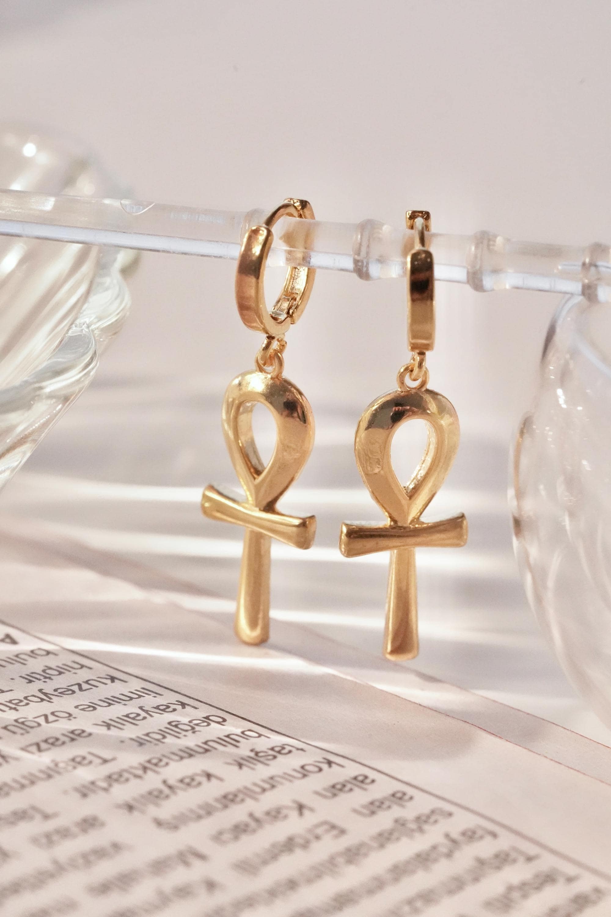 Orecchini Donna Argento Simbolo Ankh Egiziano - Pendenti A Forma Di Chiave Della Vita, 38mm, Gioielli Etnici - 2