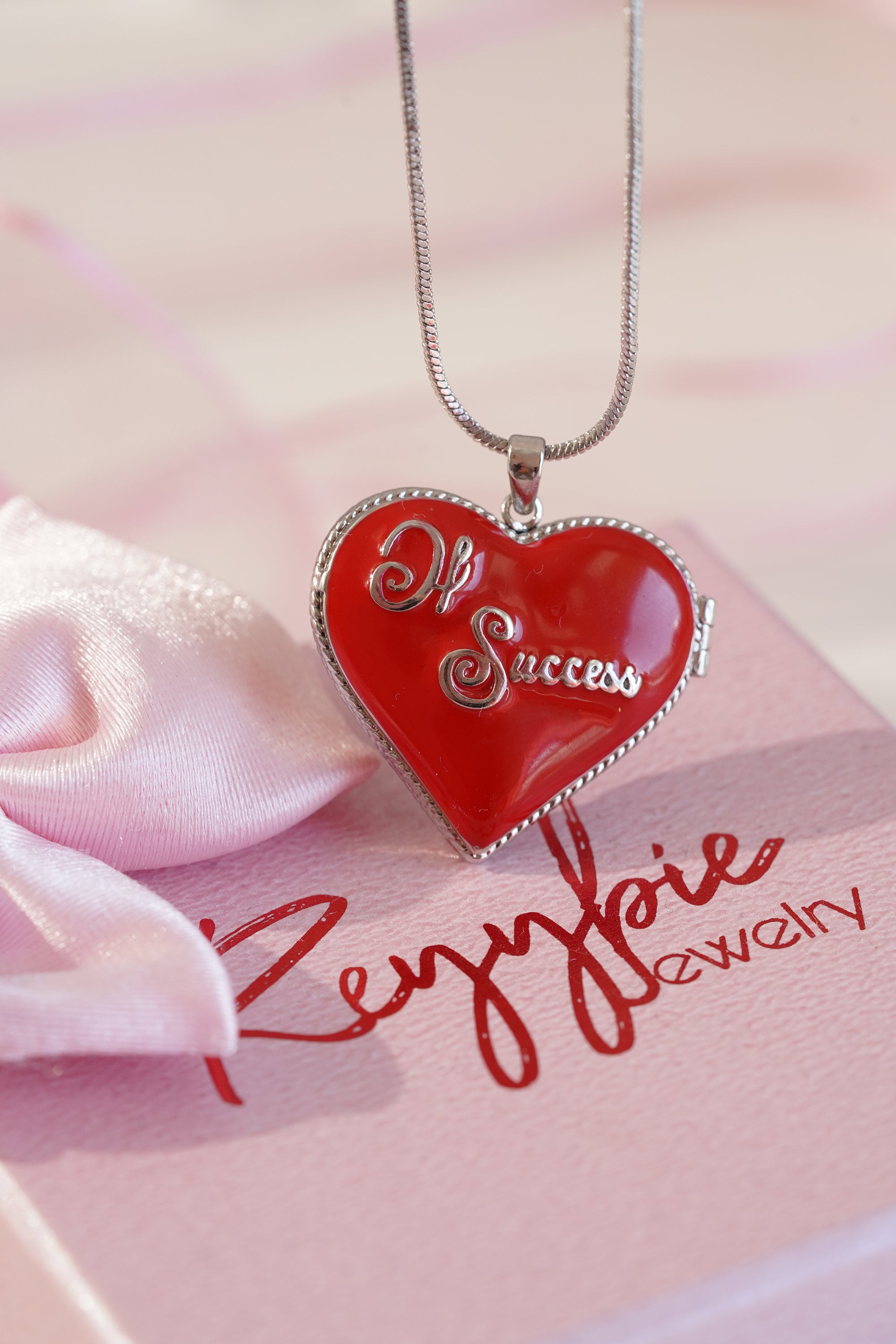 RED Heart Necklace - Heart Locket Necklace -Locket Necklace