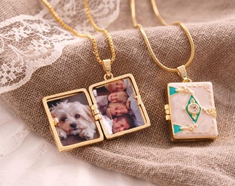 Custom Photo Locket Necklace, Pole Star Pendant – Personalized Gift for Mom, Memorial Jewelry, Gift for Her, Keepsake Necklace