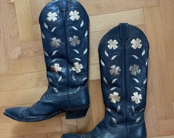 Äkta SÄLLSYNTA Vintage Larry Mahan lädercowboystövlar - Dam 8 1/5