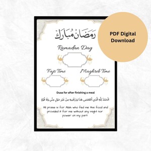 Ramadan Printable, Ramadan Duaa and Daily Tracker, Fajr Time, Iftar ...