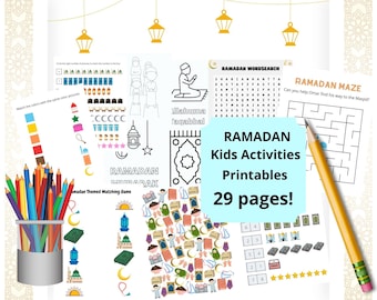 Actividades y dibujos para colorear de Ramadán para niños, Paquete de Ramadán, Páginas para colorear de Ramadán, Actividades imprimibles de Ramadán para niños