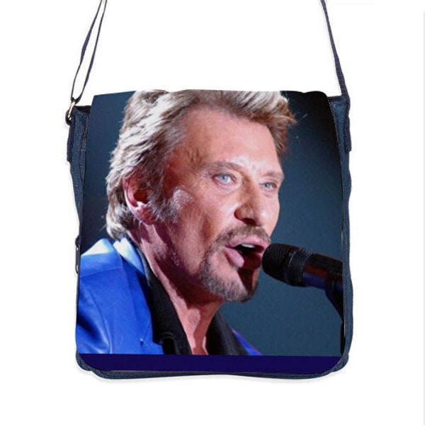 Sac en jean personnalisé avec photo de Johnny Hallyday,dessin,photo souvenir,famille