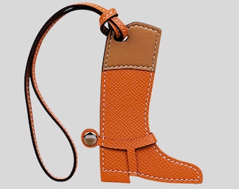 Epsom genuine leather boot, shoe key ring Horse Shoe bag charm many colours available