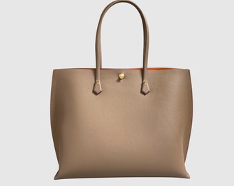 Taupe Hand Sewn  Leather Tote