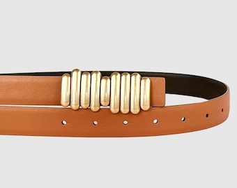 Reversible smooth leather belt with interchangeable Rhythm Buckle 2.5 white taupe orange tan black red