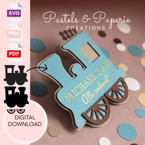 Lokomotive Zug SVG, Png, Pdf, Abenteuer Globetrotter Geburtstag Clip Art Einladung Digital Download Scrapbooking Cut File Kartenherstellung Handwerk