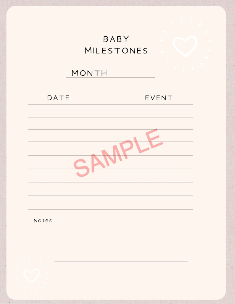 Baby Monthly Milestones Tracker Printable - Etsy