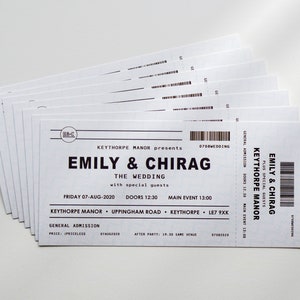 Music Gig Ticket Wedding Invitation |  DL Size (99 x 210 mm) | with Envelopes