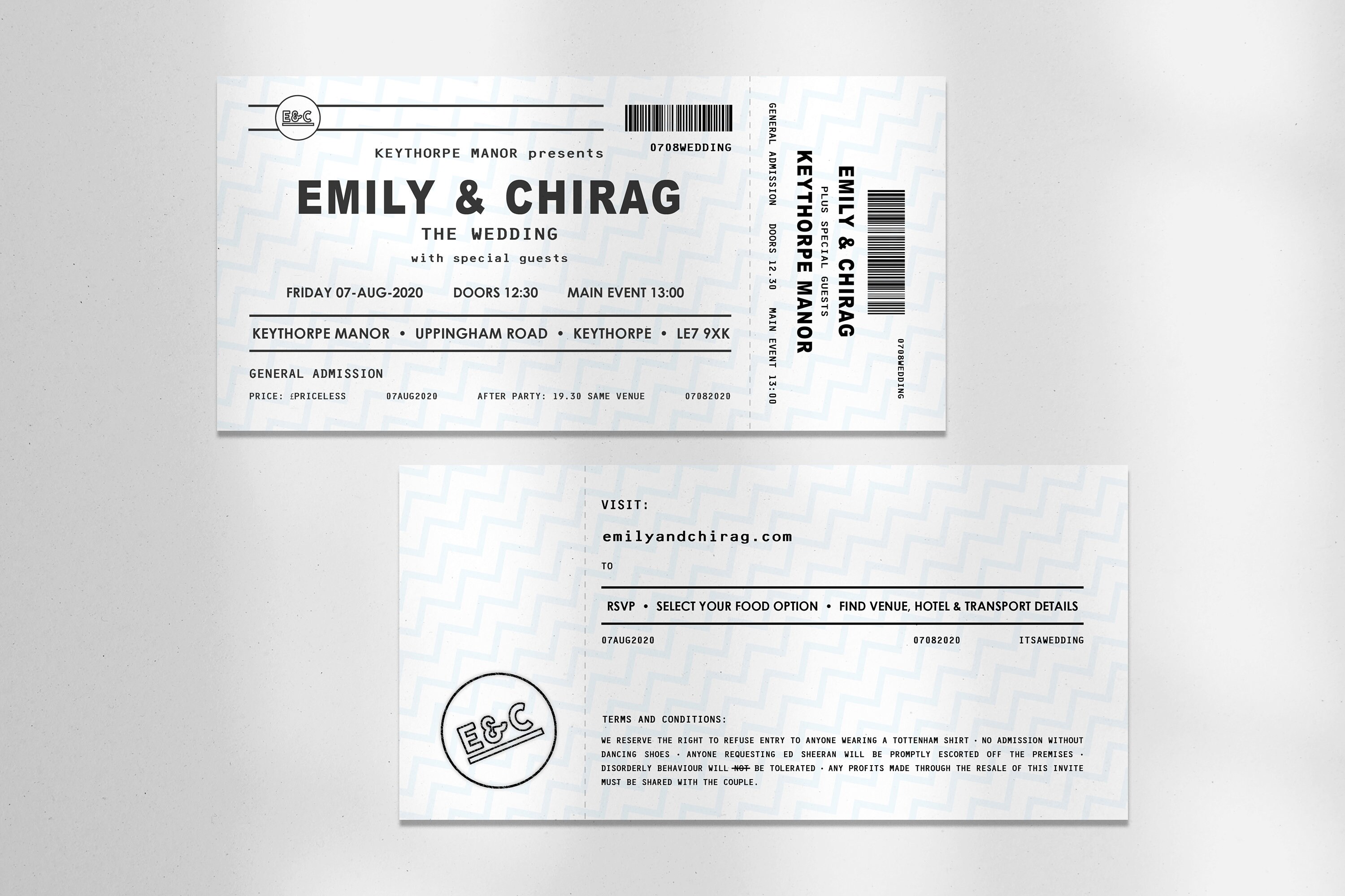 Music Gig Ticket Wedding Invitation | DL Size (99 X 210 Mm