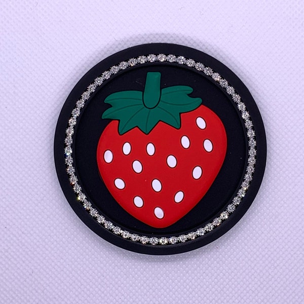 Strawberry bling car coaster, Car cup holder, decor, decorations, new car gift, gifts for her, cute, summer, washable, interior, accessories