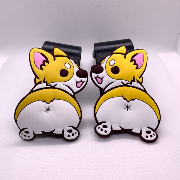 Set of 2 funny Cute Corgi dog butt car hooks, headrest hook, trunk storage, bag purse holder, interior accessory, car accessories, back seat