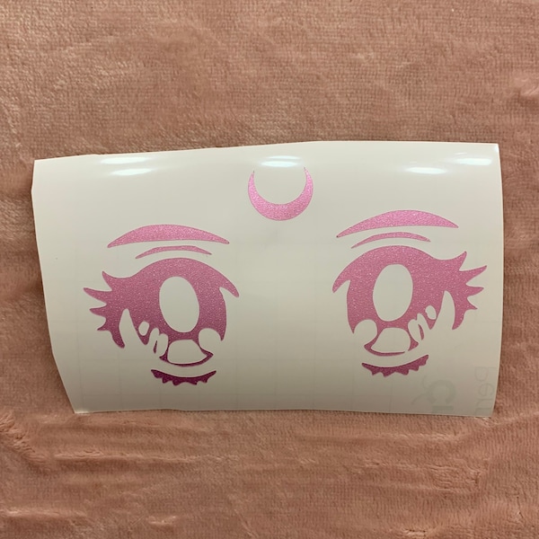 cute anime girl eyes vinyl decal sticker - 90's, cartoon, kawaii, sad, crying, cute, egirl, emo, moon, crybaby, cry baby, y2k, aesthetic