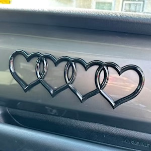 Cute car logo heart emblem, exterior accessories, car modification, mod, girly, hearts, bumper sticker, decal, racing, tailgate, bumper logo
