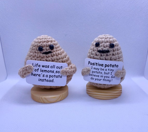 Mini Funny Positive Potato, 3 inch Knitted Potato Toy with Positive Card  Crea