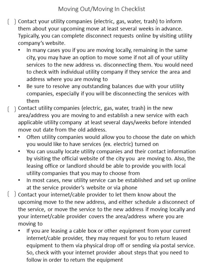 Moving Out/moving in Checklist - Etsy
