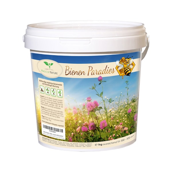 1kg Bienen Paradies Blumensamen Mischung - Bienenweide für 300 bis 500 m2 - bienenfreundliche Blumenwiese - Für Garten, Balkon oder Terasse