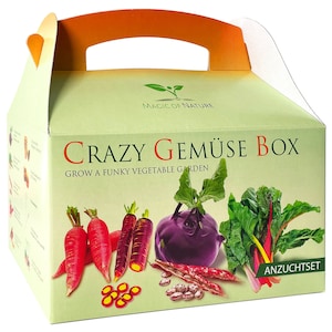 Crazy Gemüse Box Samen Anzuchtset 5 Irre Gemüse Sorten zum Selberzüchten oder zum Verschenken Geschenkidee Weihnachten I Geschenkbox Bild 4