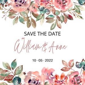 Floral Guardar la fecha-Invitación-Tarjeta RSVP- Personalizable