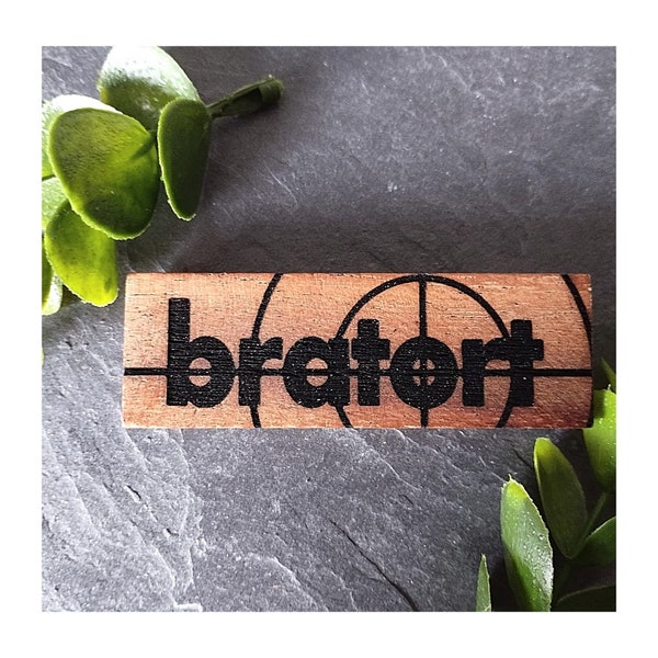 Bratort 7,5x2,5cm Holzmagnet, Hessisch Upcycling