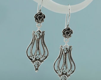 Physalis Hook Orecchini, orecchini in argento sterling, regalo per il suo anniversario, regalo di compleanno per donna, regalo per la festa della mamma
