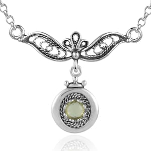 925 Sterling Silver Choker Pendant Citrine, Blue Topaz, Carnelian Necklace Filigree Lace Design Women Choker Necklace