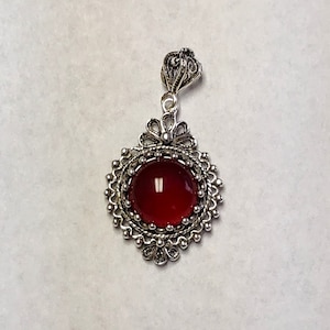925 Sterling Silber Filigrane Art Boho Karneol Frauen Anhänger Halskette