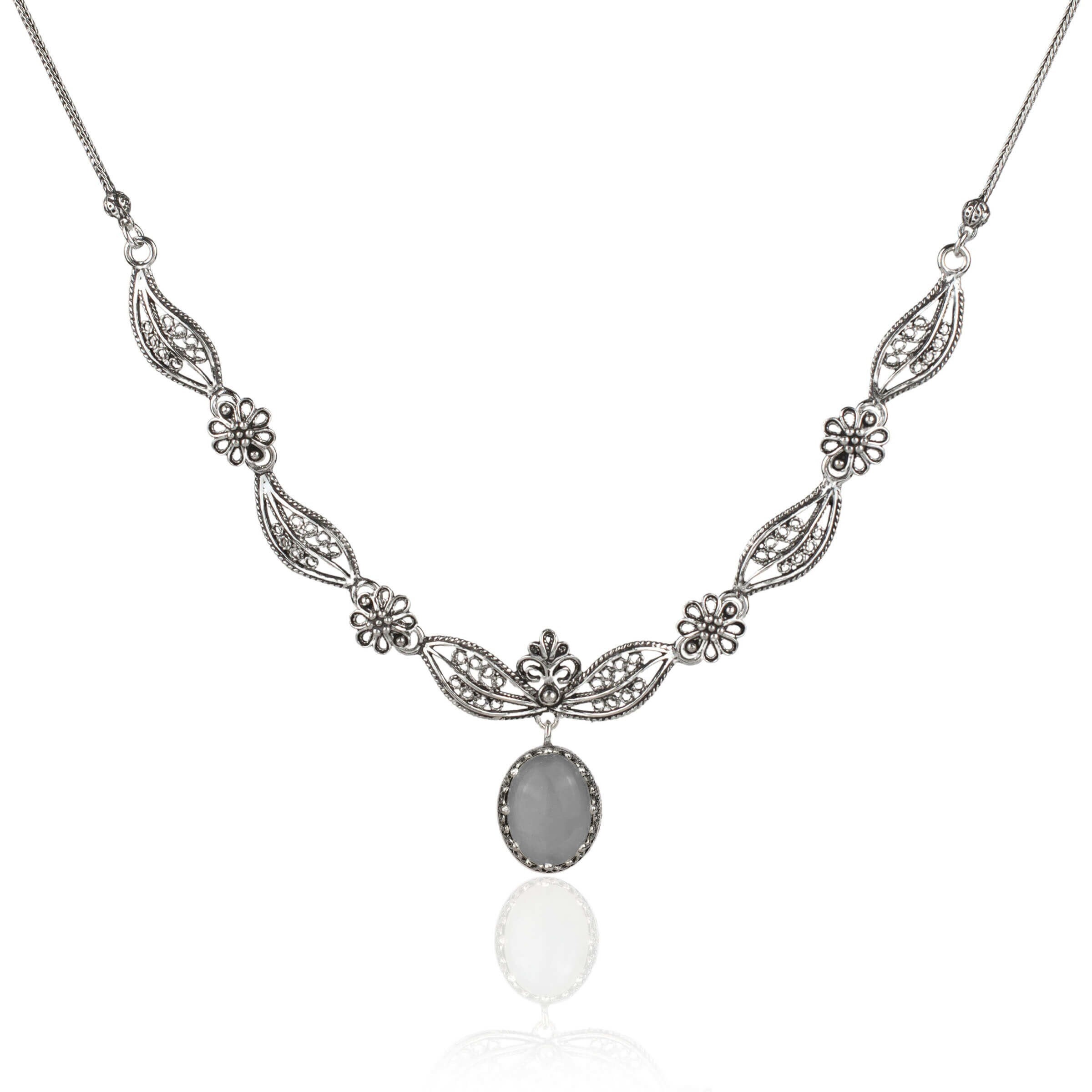 925 Sterling Silver Paisley Design Filigree Art Grey