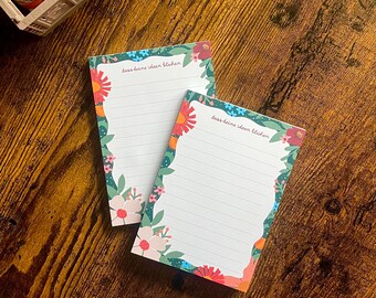 Notizblock DIN A6 cm mit Blumenmuster – süßer Notizblock  aus nachhaltigem Papier