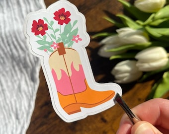 Paper stickers cowboy boots – handmade floral stickers for decorating journaling, gifts & notebooks