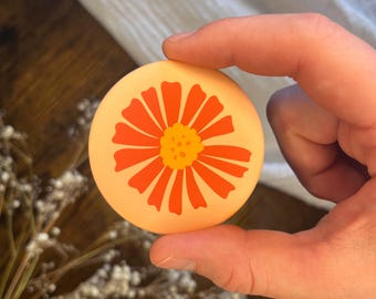 Colorful Orange Flower Fridge Magnet – Floral, handmade magnet as a gift idea or kitchen decoration