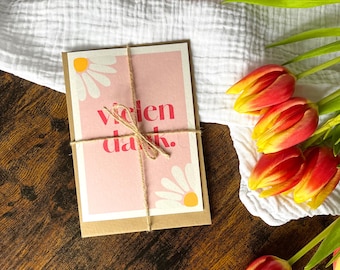Thank you card – Folded card with floral motif, thank you card for weddings, birthdays, gift enclosures, A6 greeting card with envelope