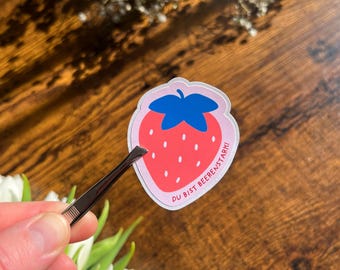 Strawberry paper stickers "You are berry strong" – handmade stickers as decoration for journaling, gifts & notebooks
