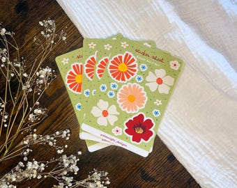 Sticker Sheet "Flowers abstract" DIN A6 | Flower Stickers | Floral Stickers | Journaling Stickers | Scrapbooking | Cottagecore decor