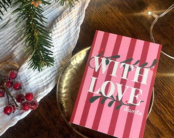 Christmas card "With Love - Santa" – colorful postcard in Dopamine Decor style, perfect as a gift insert, A6 greeting card