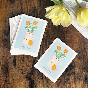Frohe Ostern Karte – Postkarte mit Blumenmotiv, Osterkarte zum Versenden oder als Geschenkbeilage, A6 Grußkarte