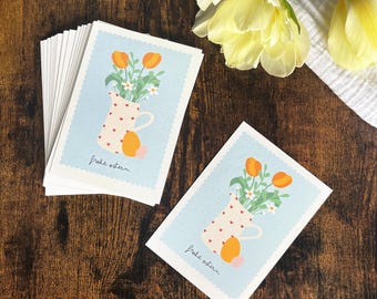 Happy Easter Card – Postcard with floral motif, Easter card for sending or as a gift enclosure, A6 greeting card