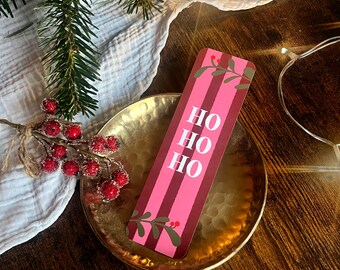 Handmade paper bookmarks with a Christmas motif "Ho Ho Ho" – For bookworms or as a gift
