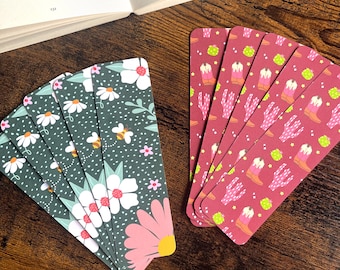Handmade paper bookmarks: Flower meadow or Western – For bookworms or as a gift
