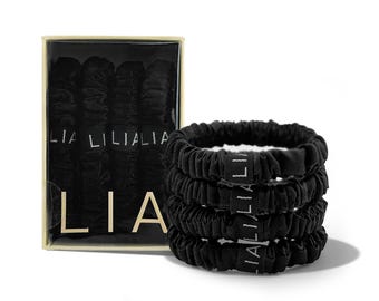 Mulberry Silk Scrunchies: Small Black Hair Ties, 4-Pack