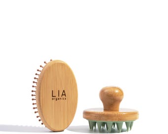 Bamboo Scalp Brush & Massager Set for Scalp