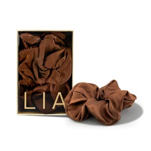 Large Brown Mulberry Silk Scrunchie: Gentle Hair Care